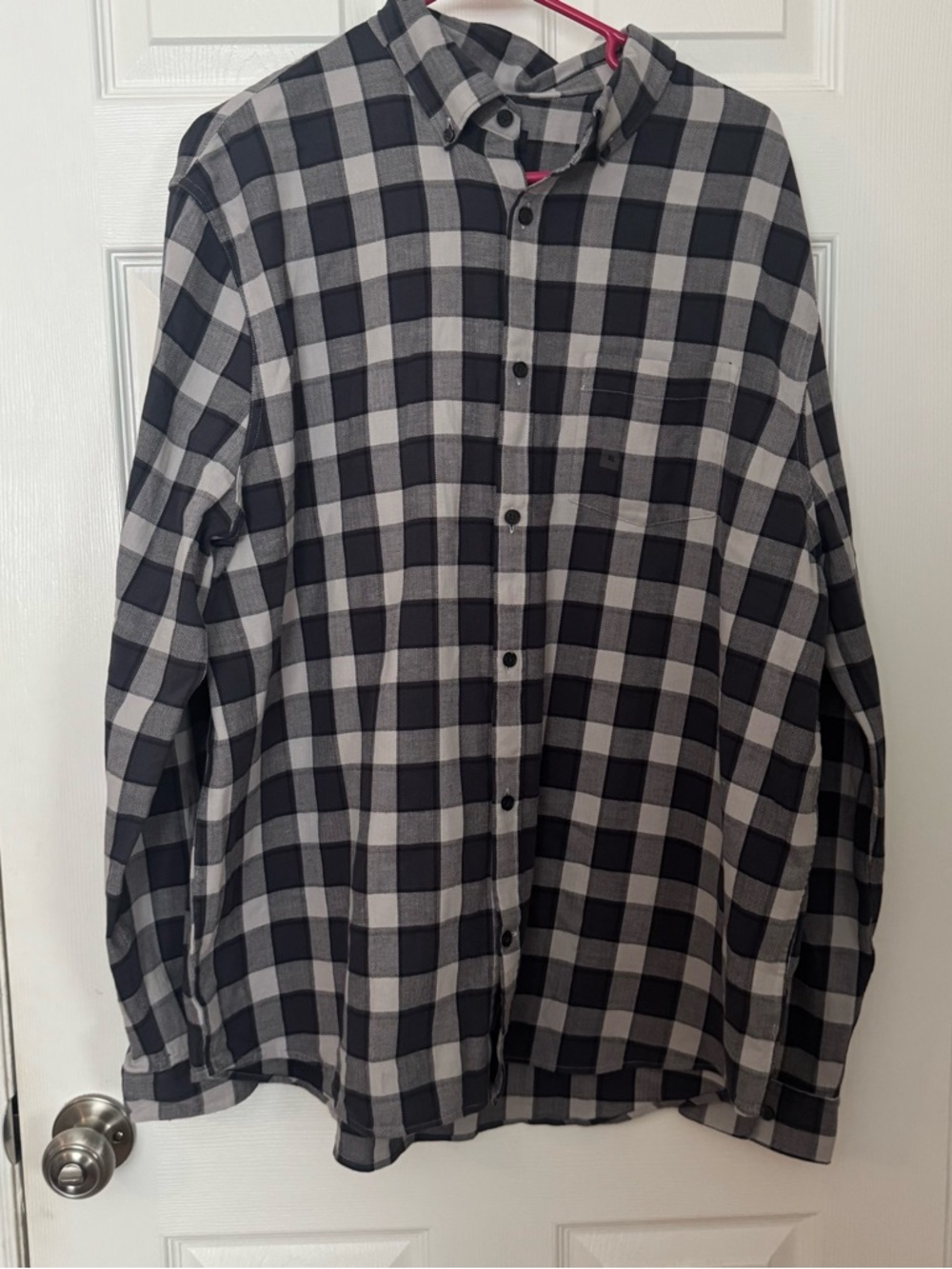 NWT Men's Express Black & Gray Check Button-Up Shirt XL